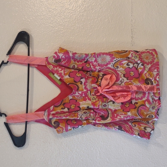y2k floral Sigrid Olsen flowy tank with bow detail - Picture 1 of 8